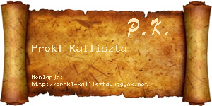 Prokl Kalliszta névjegykártya